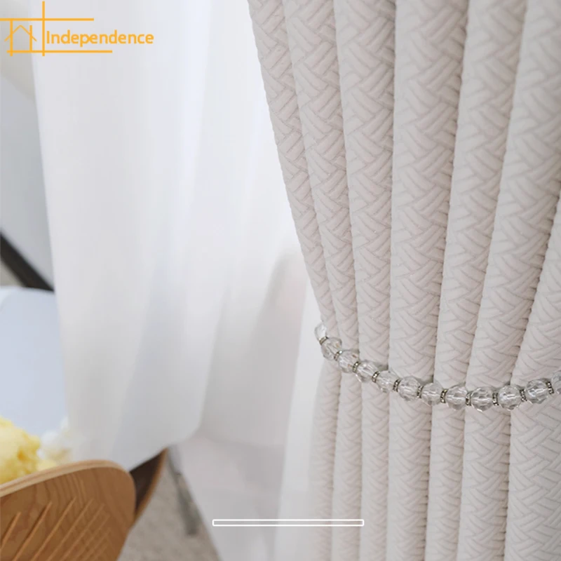 

Индивидуальные кремово-белые тканые нерегулярные жаккардовые утолщенные шторы для гостиной, спальни, готовые изделия с французским окном