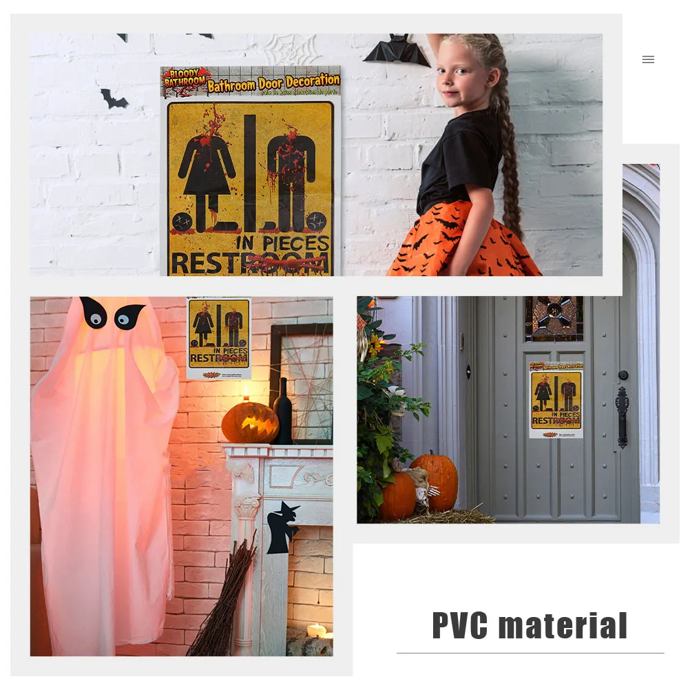 

2pcs Toilet Stickers Halloween Scary Decals Restroom Wall Window Decor Pvc Self-Adhesive Horror Sticker Party Haunted House