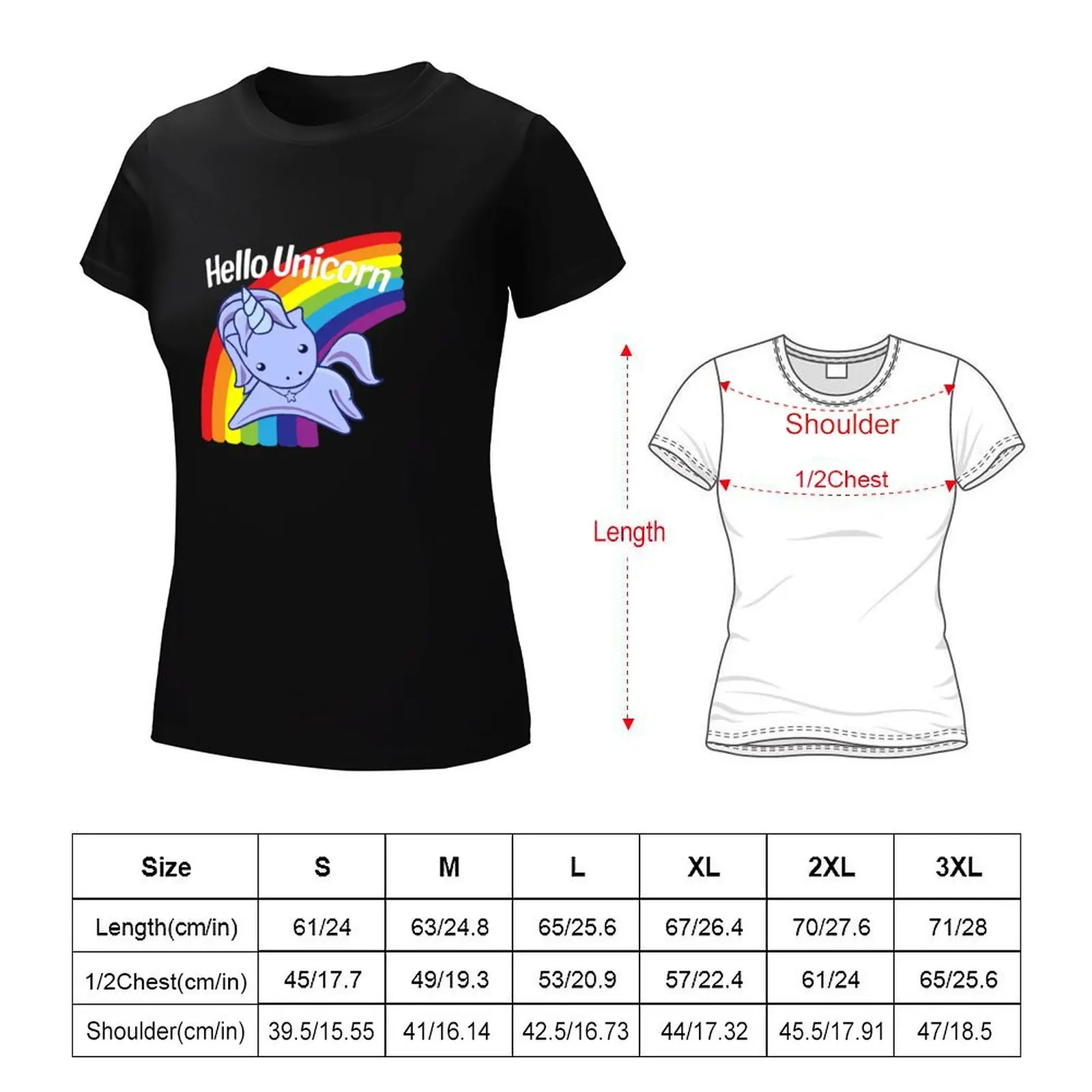 Hello Unicorn T-Shirt funny cute clothes anime clothes new edition t shirts for Women