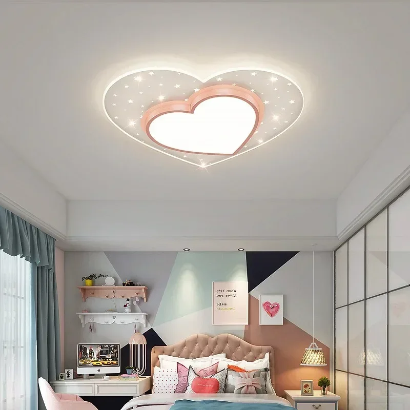 2025 Modern Warm Led Ceiling Lamp For Children's Room Chandelier Girl Boy Romantic Cartoon Pattern Design Bedroom Home Decor Lig