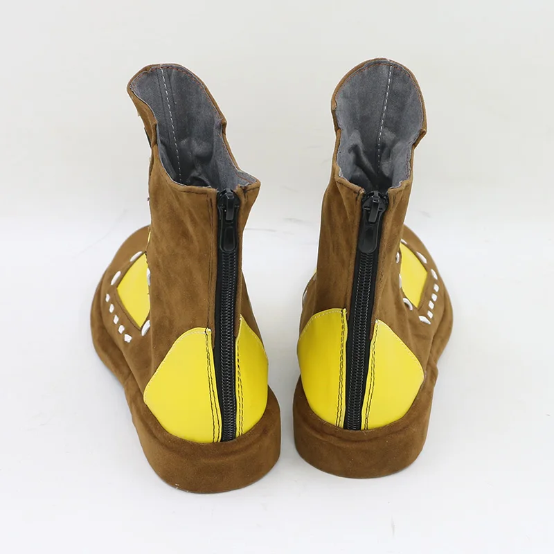 돈키호테 코스프레 신발 게임 림버스 컴퍼니 신발 노란색 스트랩 미들 부츠 롤플레잉 인조 가죽 부츠 다용도