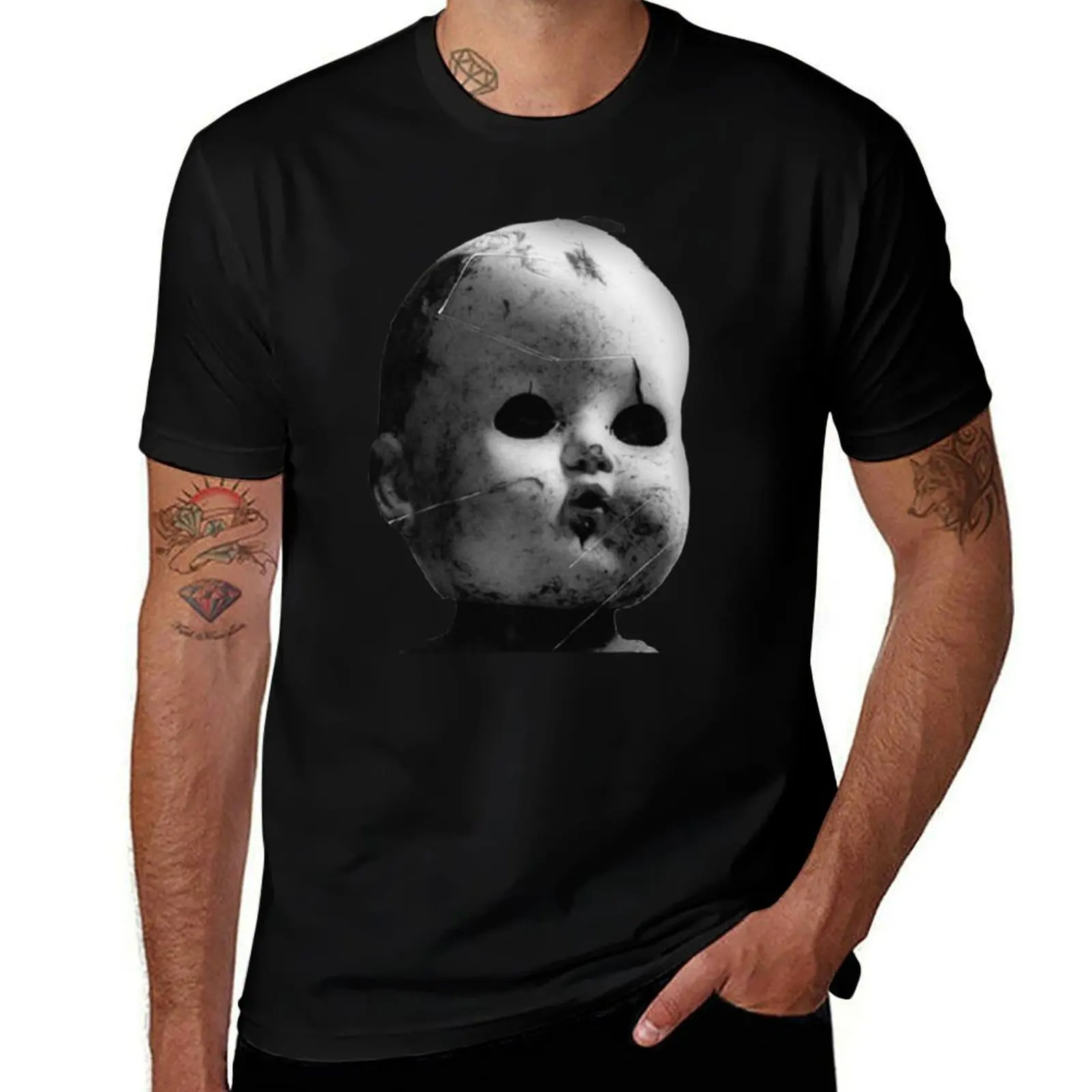

Spooky Doll Head T-Shirt t shirt for man cotton t shirt man