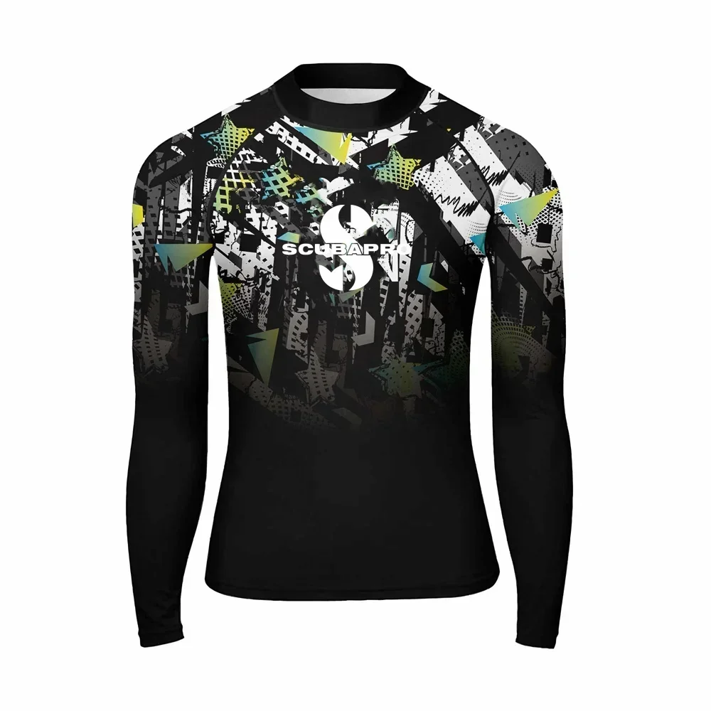 2025 Men's Funny Swimwear Rash Guards Long Sleeve Surf T-shirt UV Protection Swimsuit Surfing Diving Swimming Skinsuit Rashguard
