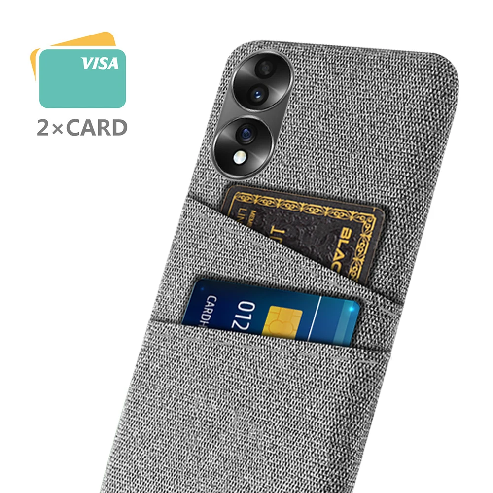 Phone case for Huawei Honor 70, luxury fabric cover with double card