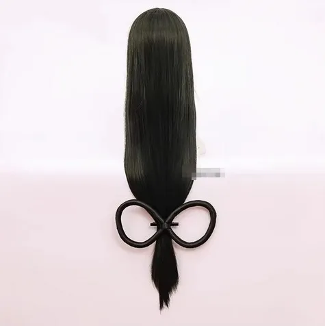 Asui Wig Cosplay Tsuyu Anime Boku No Hero Academia rambut sintetis tahan panas hijau tua panjang + topi Wig + penutup kepala