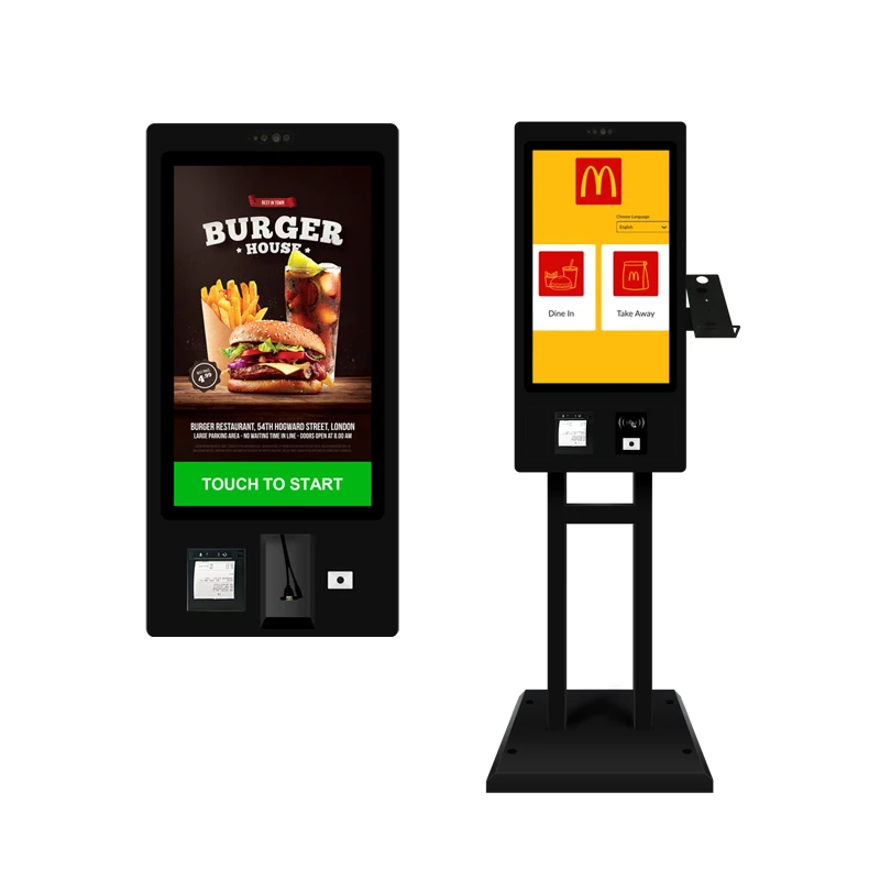 21.5 27 Inch Cashless Payment Kiosk Self Order Payment Kiosk With Printer With QR Code for Restaurant Gas Station Wall Mounted