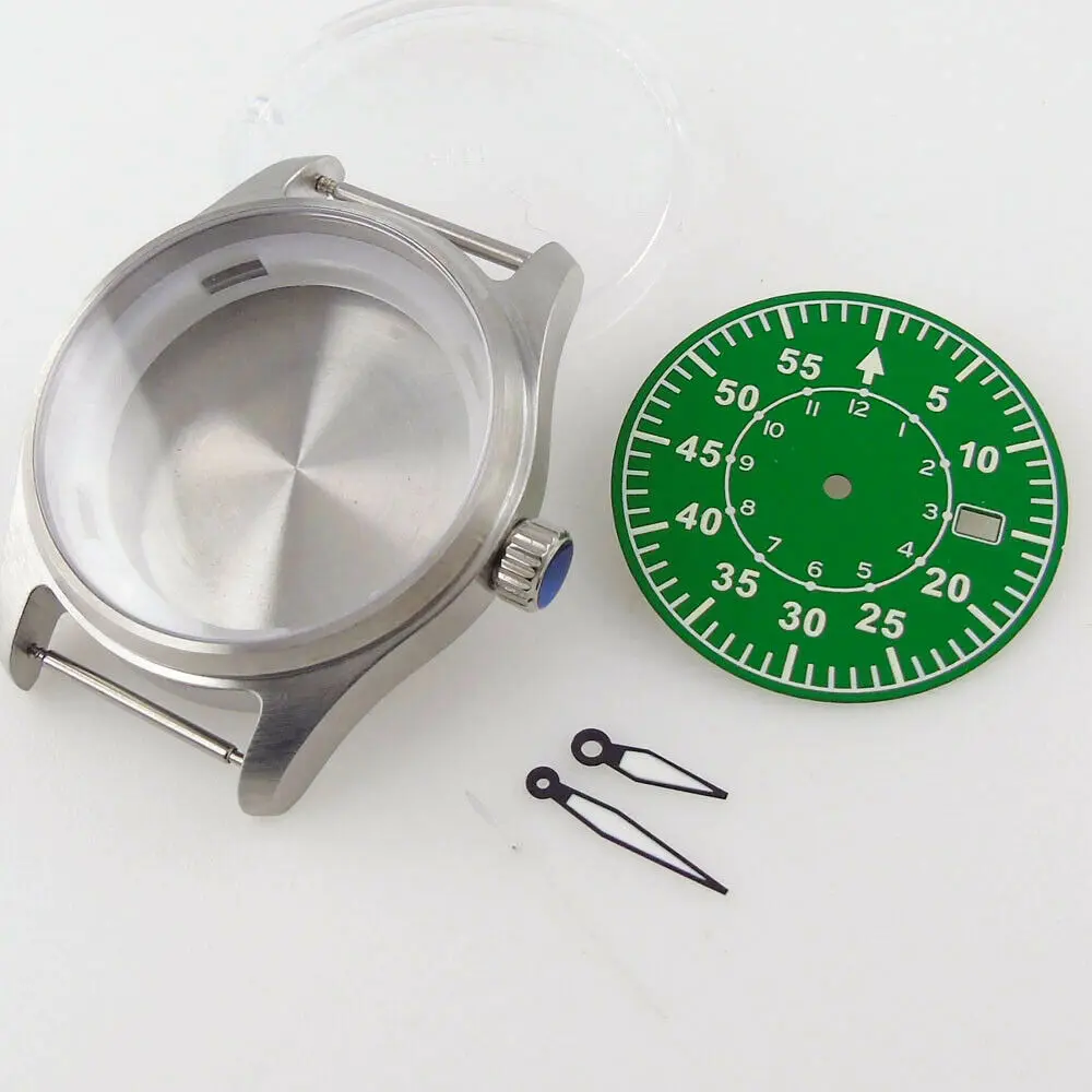 

39mm Sapphire Glass Pilot Watch Case Green Dial Fit Japan NH35 NH36 7S26 Movement