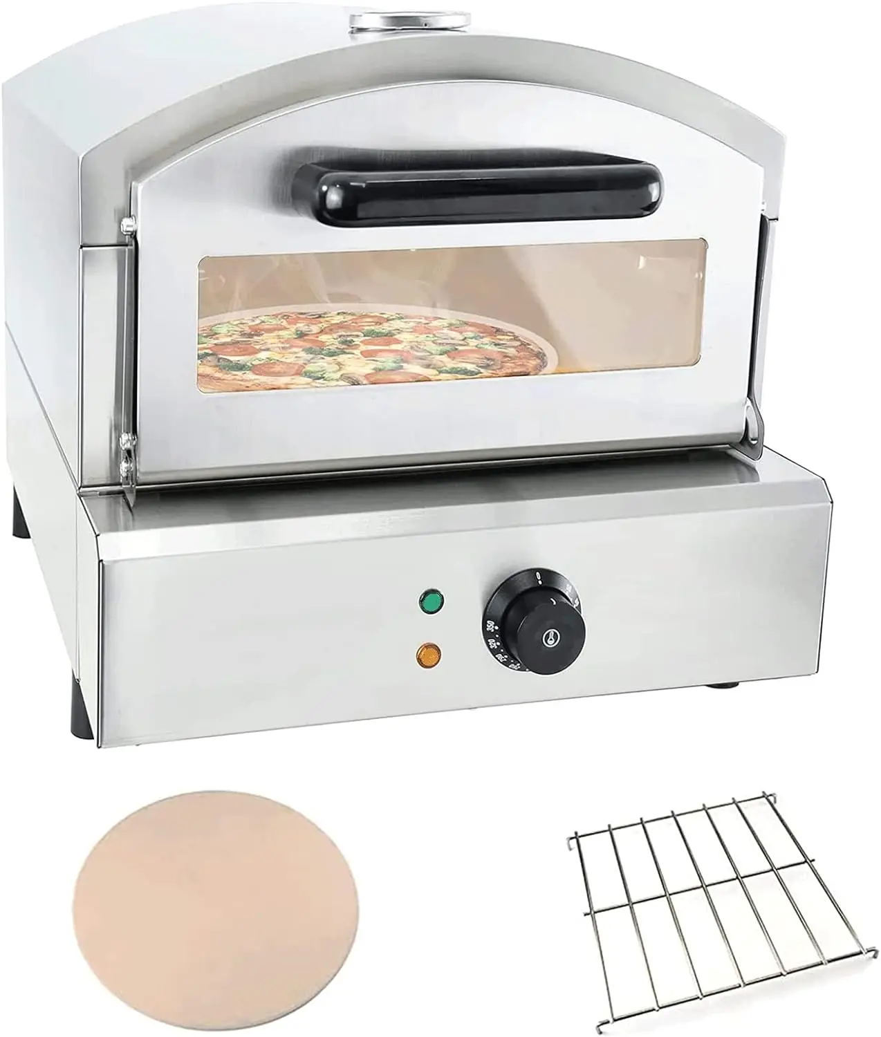 Portable Pizza Oven |Countertop Electric Pizza Maker |Outdoor Pizza Grill|Stainless Steel 1800W Power|Double Layer With 14In