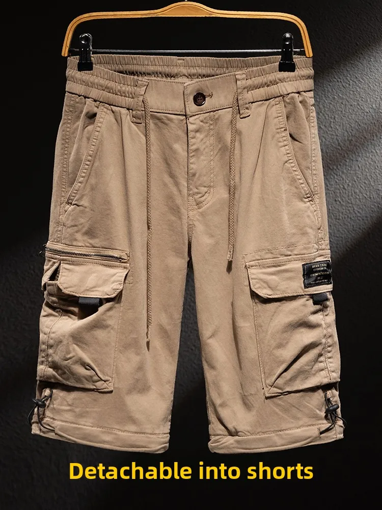 กางเกงทำงานผู้ชายทรงตรงแบบใหม่ปี 2025 สำหรับกิจกรรมกลางแจ้ง ผ้าฝ้ายแท้ สไตล์ลำลอง กางเกงพาราทรูปเปอร์แบบถอดได้ สำหรับฤดูใบไม้ร่วง