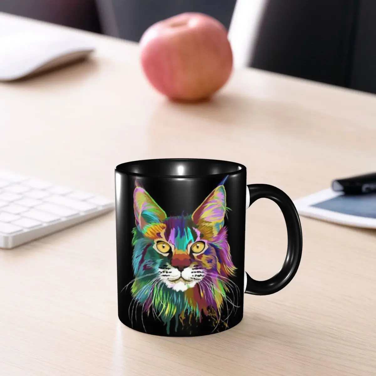 Splash Maine Coon Cat Mug Funny Ceramic Coffee Cups Tea Mugs Milk Cup Drinkware Gifts for Woman Man