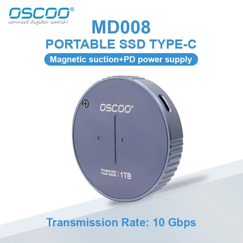 OSCOO Hard Drive portabel, Hard Drive portabel Ssd 1TB Disco Duro eksternal 512GB Tipe C USB3.2 Gen 2*1 PSSD 10Gbps, aksesori komputer eksternal