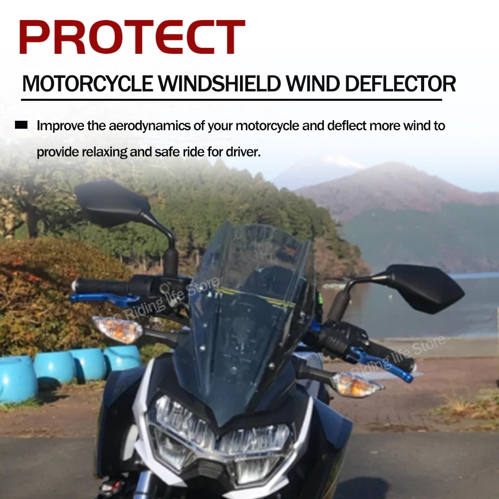 Motorcycle Windshield Windscreen Airflow Wind Deflectors Fly Screen Visor Protector For Kawasaki Z400 Z250 2019-2022 2023 2024