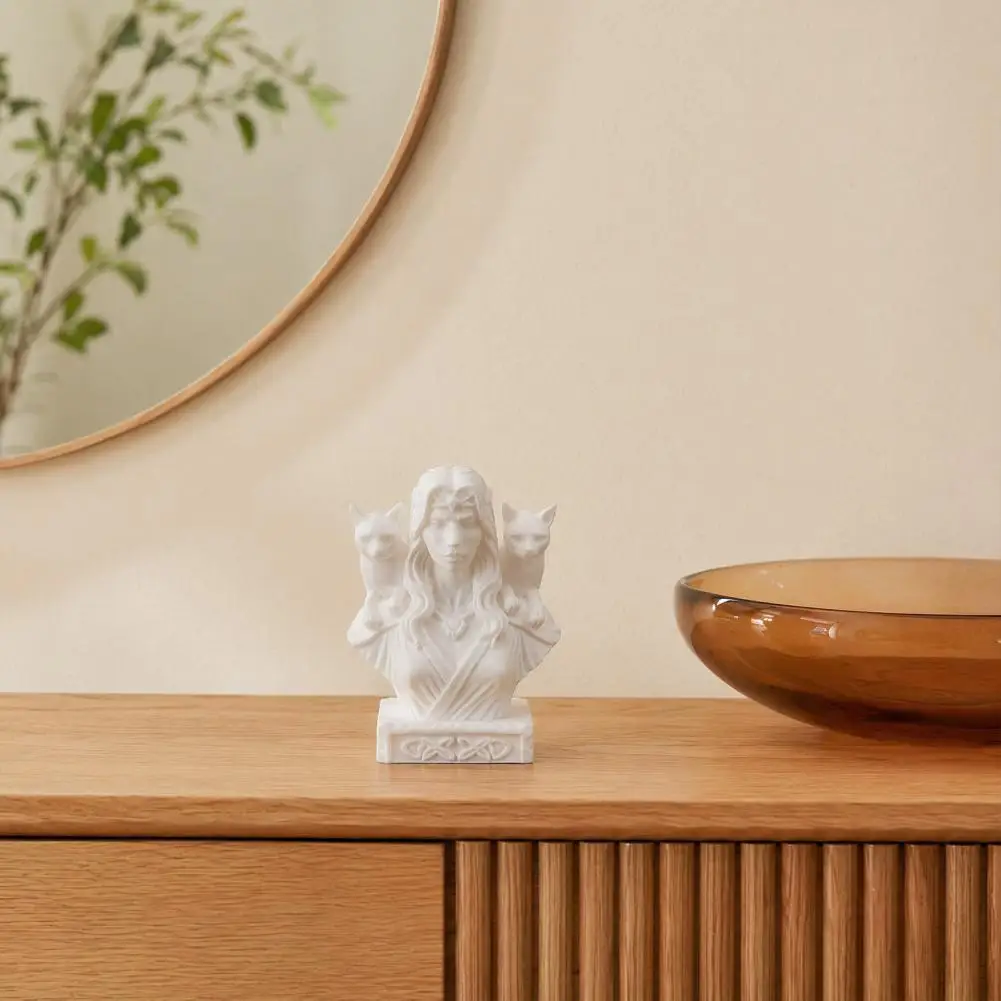 Minimalist Nordic Decor Frigga Cat Sculpture 3d Printed Goddess Figurine with Cats Nordic Mythology Frigga Statue for Home