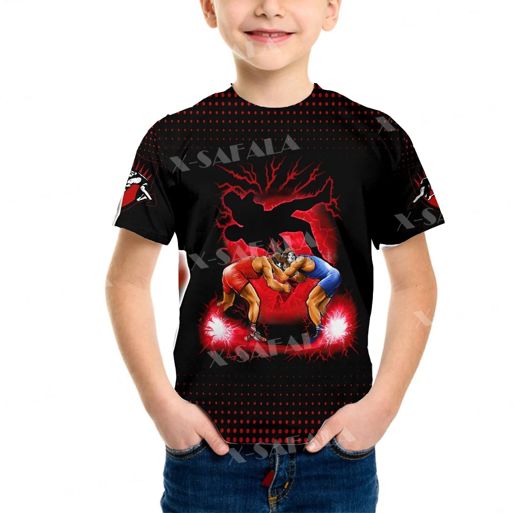 

WRESTLING Customed Lover Sports Boys T Shirt Short Sleeves Tops Girls Children Clothing Summer T-shirt Tee Toddler Clothes-7