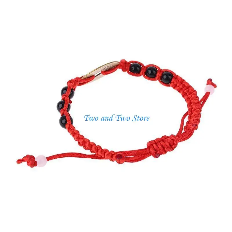 HX6F Adjustable Braided Red String Copper Coin Pendant Bracelet Gift for Couples