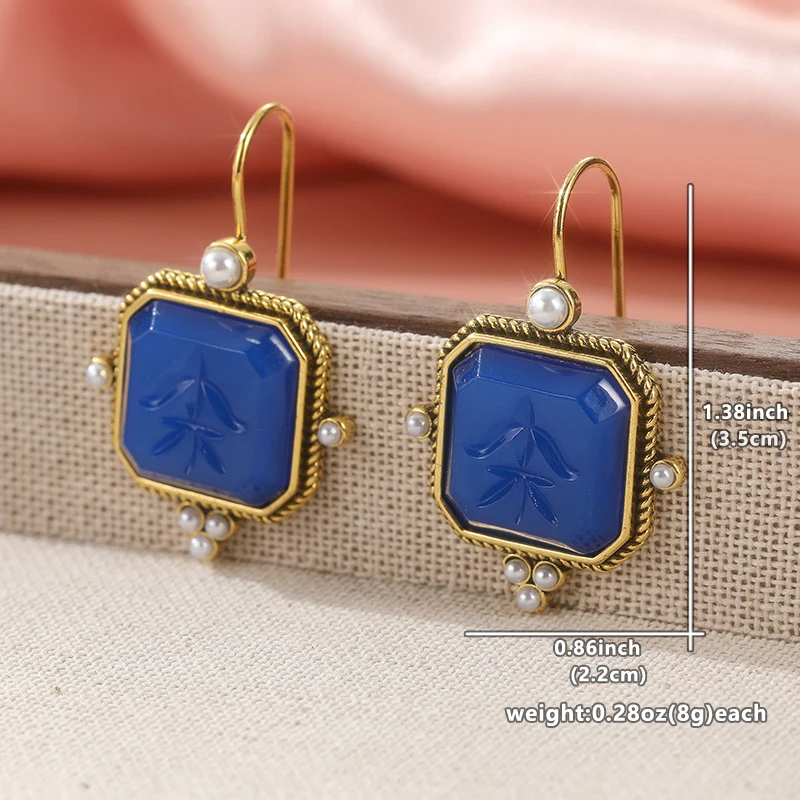 Intaglio Jewelry, Blue Earrings, Antique Victorian Style Jewelry, Wedding Earring, Personalized Gifts for Her, Gift for Mom