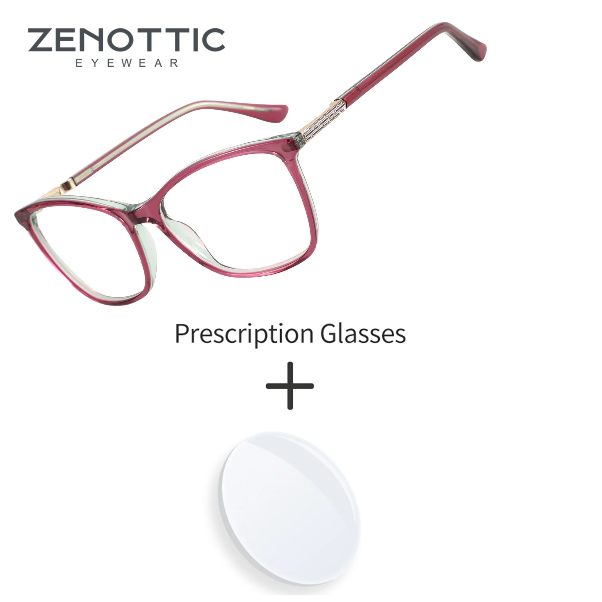 ZENOTTIC Butterfly Acetate Minus Prescription Glasses Custom Spectacles Dioptric Eyepieces for Women