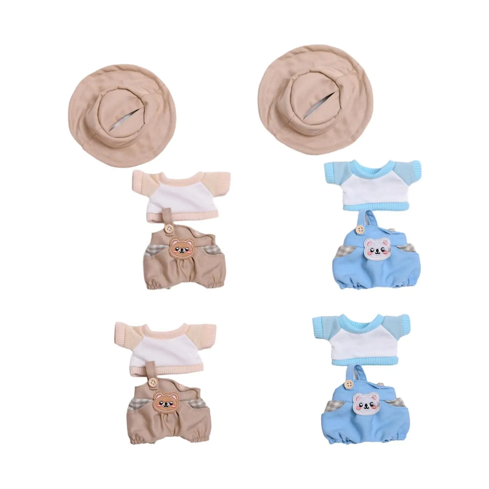 

15cm 17cm Plush Doll Clothes Stuffed Plush Doll Dress up Costumes Photo Props DIY Cartoon Doll Overalls Set Doll Clothing