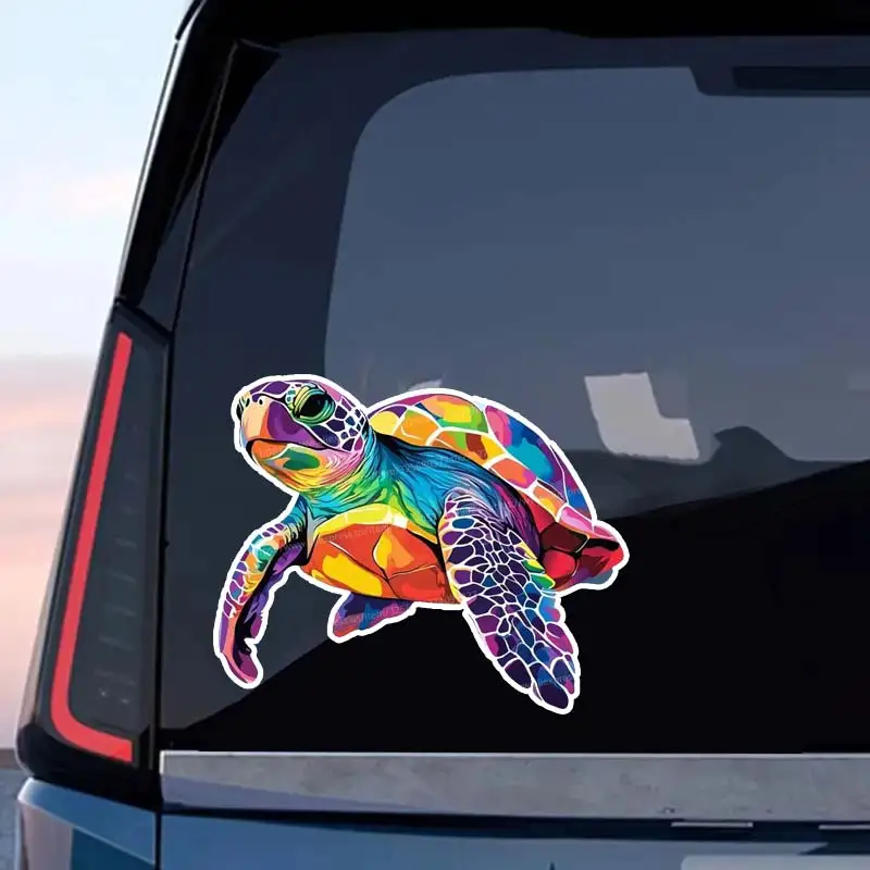Colorful Turtle Car Sticker Self-adhesive Decal For Automotive Rear Window And Bumper Waterproof Sticker SH615