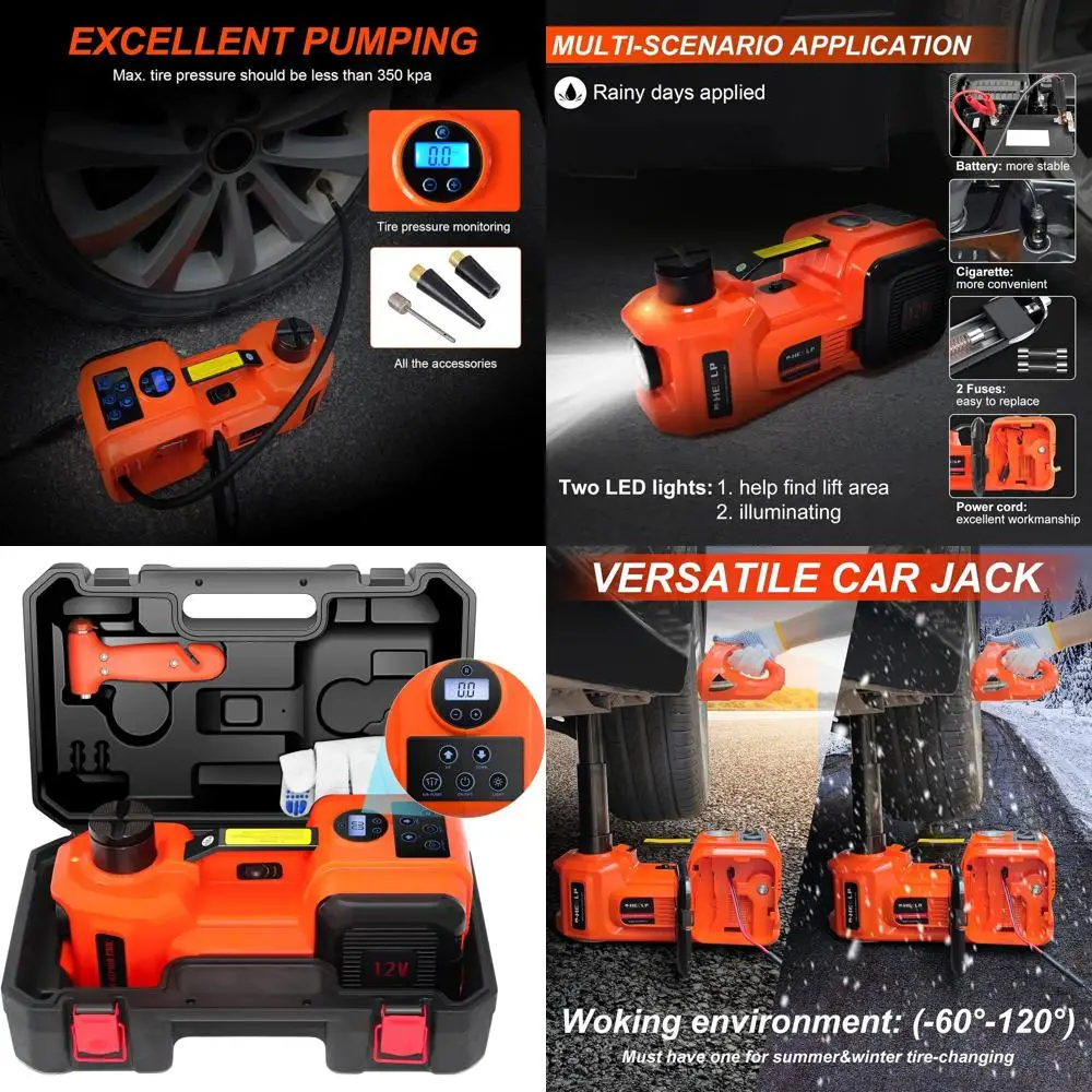 

12V 5-Ton Hydraulic Car Jack Kit with LCD for SUV, MPV, Sedan, and Trucks - Tire Change & Repair