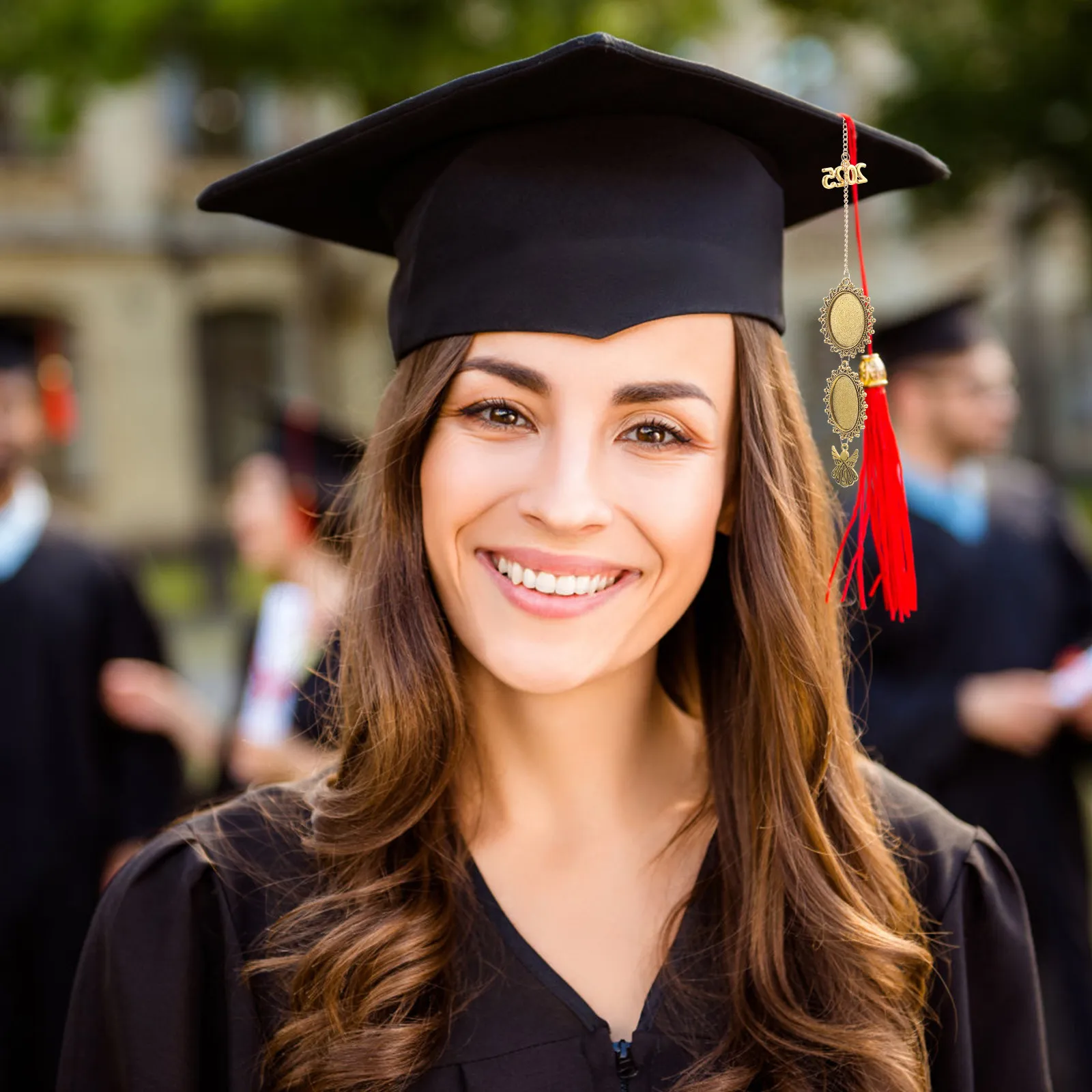 

Graduation Cap Tassel Photo Charm Bezel Ornament DIY Customizable Memory Keepsake for Grad Cap Decoration Grad Tassel Photo