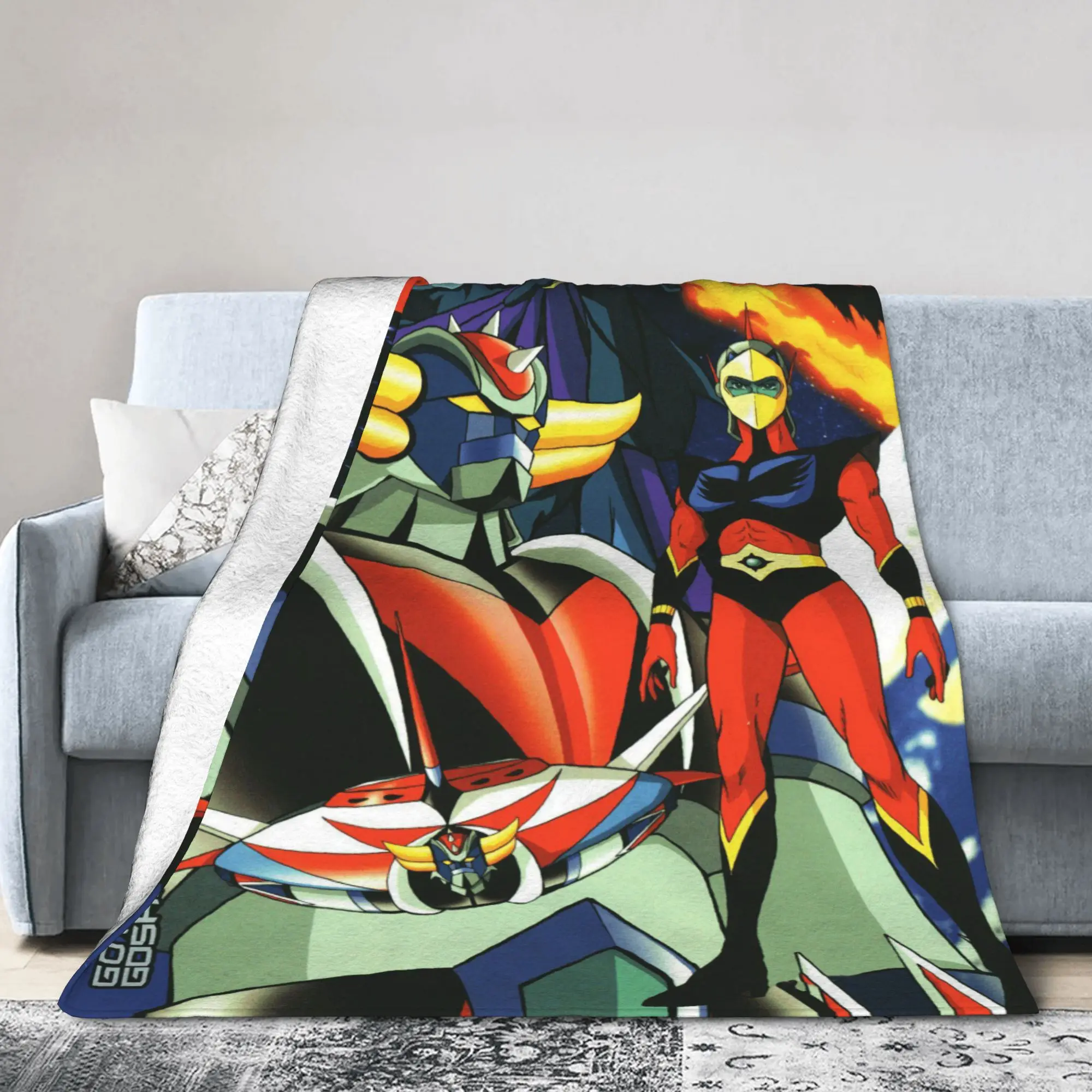 Goldorak Actarus Mazinger Z Fleece Blankets UFO Robot Grendizer Anime Funny Throw Blankets for Home 125*100cm Quilt