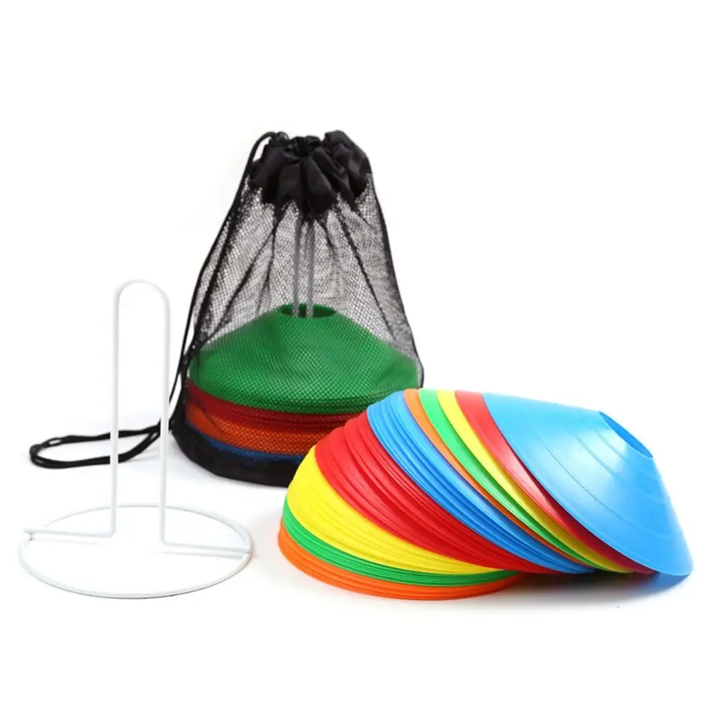 50PCS Multicolor Football Training Logo Disc Round Mouth Equipment Marker Obstacle Cone with Storage Bags