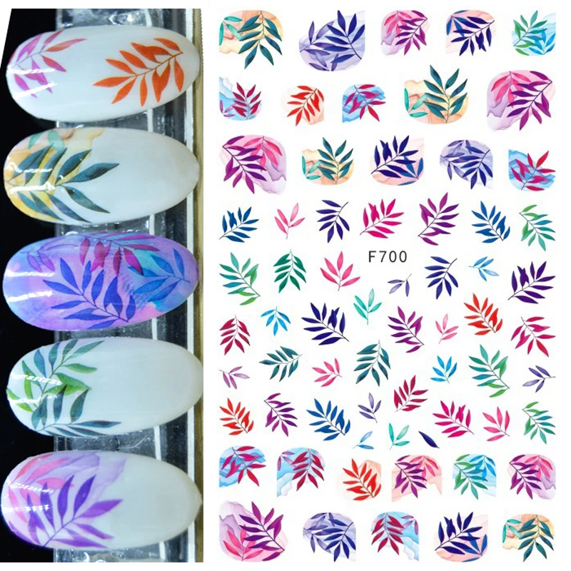 Nail Art Aufkleber Aquarell Blätter Sommer Bunte Tropische Blätter Zurück Kleber Nagel Aufkleber Dekoration Für Nagel Tipps Schönheit