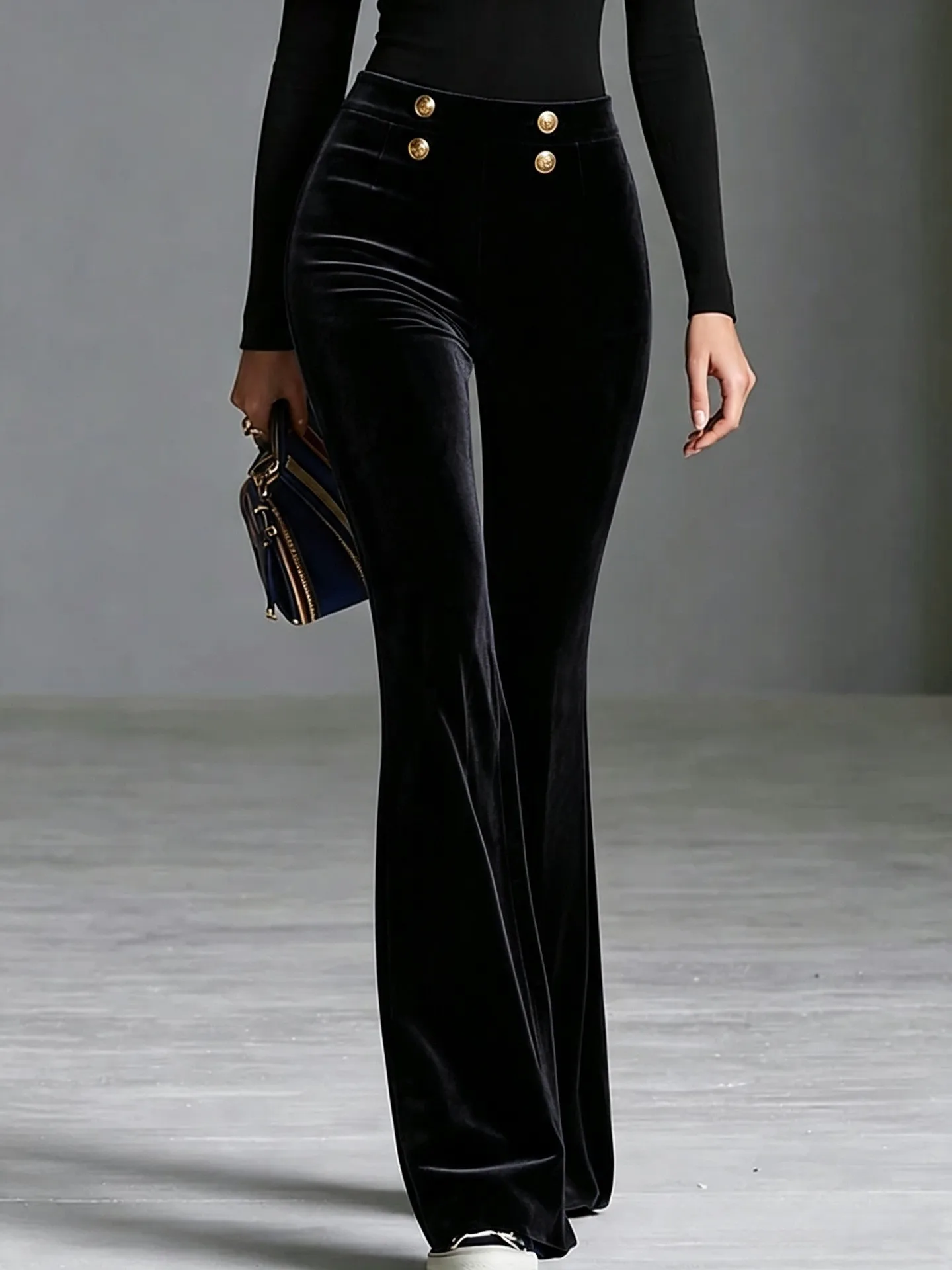 High Waist Flared Leg Pants Full Length Elegant Cross Border with 3d Pattern No Ironing Required Micro Stretch Women Pants