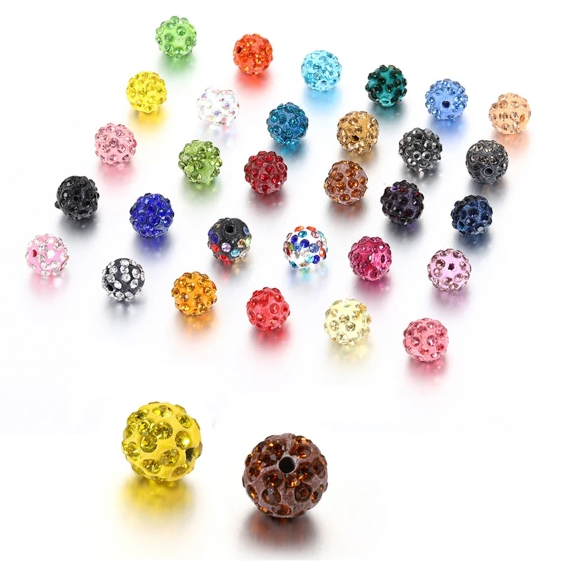 652F 100 pièces perles cristal 10mm, boule en argile pour collier Bracelet