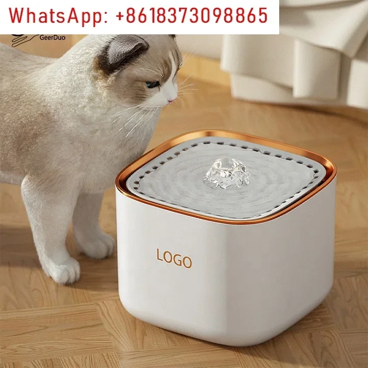 Automatic Light Emitting Diode Cat Fountain Pet Water Dispenser with Filter Stainless Steel Pet Water Bowl Feeder