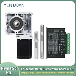 RV030 Worm Gearbox Right Angle Worm Gear Reducer 90 Degree Gearbox Nema 23 Stepper Motor Reducer Kit NMRV030 Single/Double Shaft