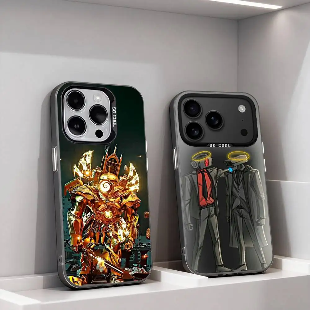 

S-Skibidi T-Toilet Watchman For iPhone 11,12,13,14,15,16,17,Pro,Max,Plus,E,Air,Mini Phone Case IMD Matte Black