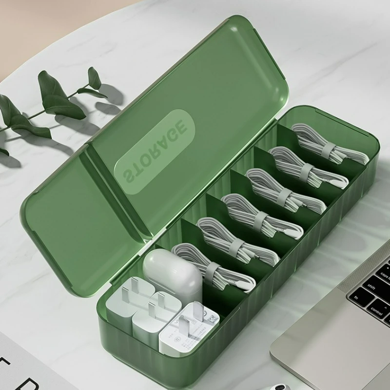 1pc desktop Patch Panel Charger Cable Storage Box Desk Wire Organizer Winding Tool with Cover Data Cable Storage Box