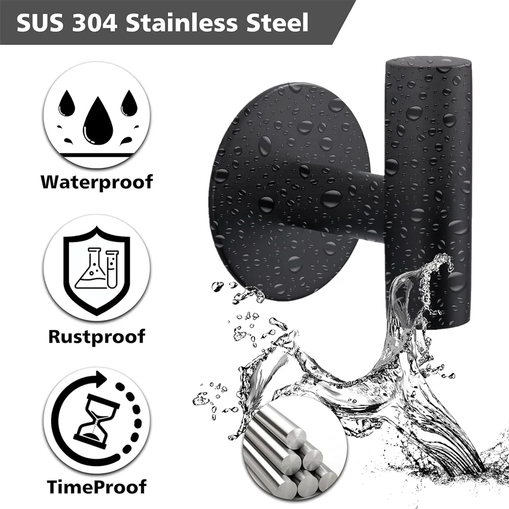 304 Stainless Steel Adhesive Hook Heavy Duty Wall Hook Waterproof Hook Wall Hanging Hooks Hanger Shower Kitchen Hotel Storage