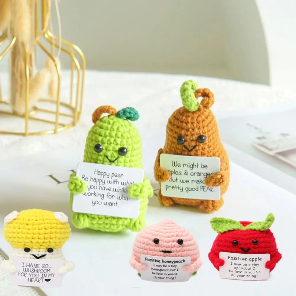 Hand-Stitched Handmade Plush Wool Knitting Doll With Card Positive Energy Potato Hug Pocket Funny Christams Gift