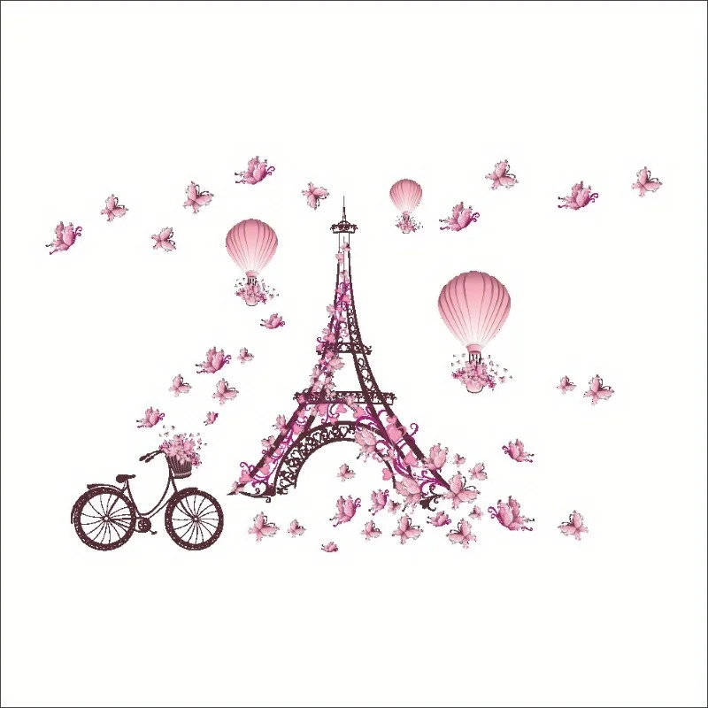 1Pc Pink Butterfly Shape Waterproof Bedroom Wall Stickers Decorative Art for Room