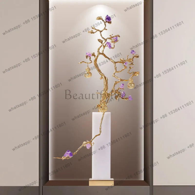 Light luxury amethyst fortune tree ornament high-end living room large floor