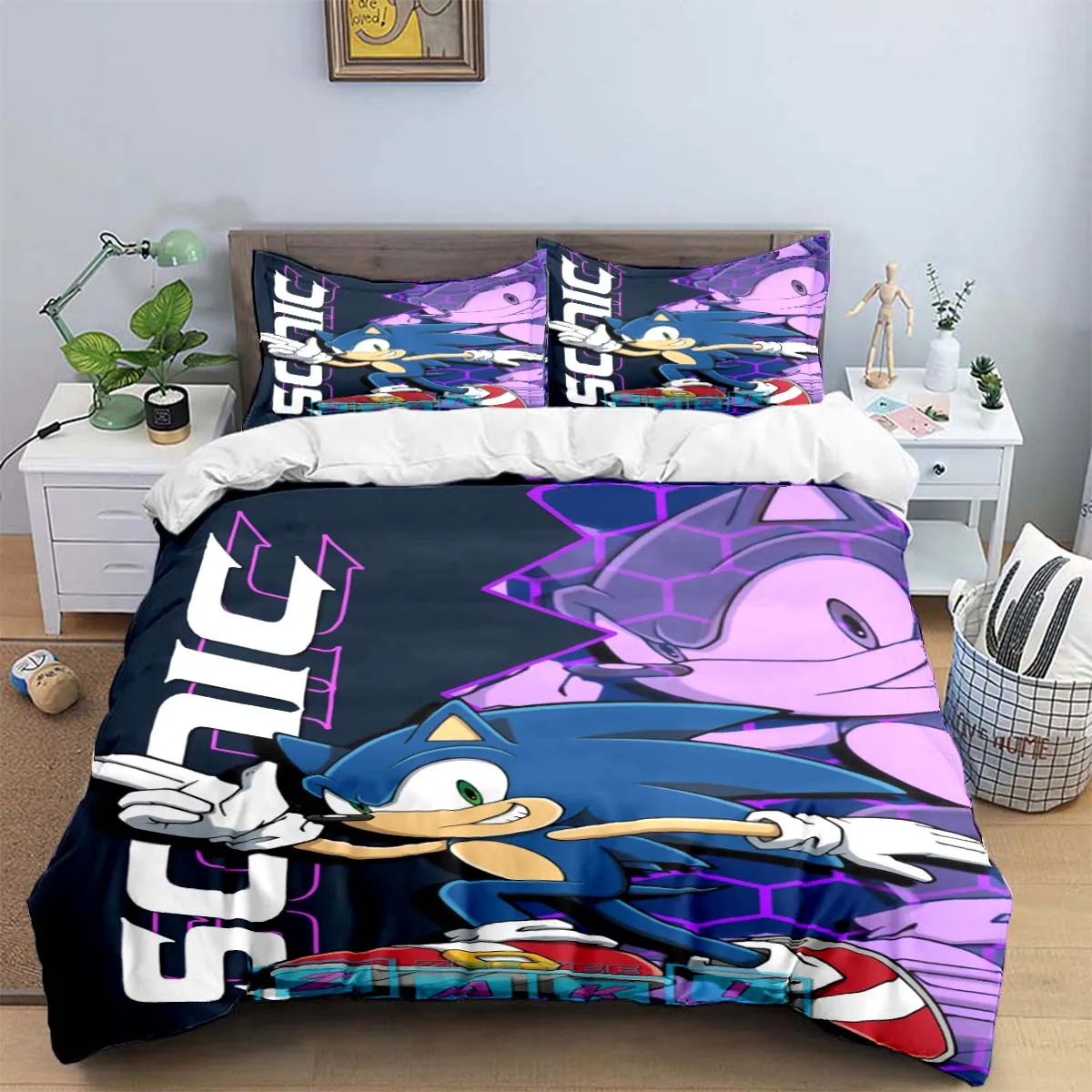 3D Print Cartoons Game S-Sonic Bedding Set Boys Girls Twin Queen King Size Duvet Cover Pillowcase Bed boys Adult Home Textiles