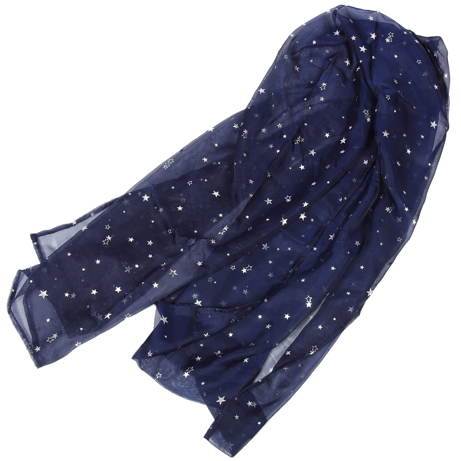 

Silver Screen Curtains Glitter Stars Window Sheers Gradient Navy Dark Blue Home Decor Thin Voile Curtains for Bedroom Living