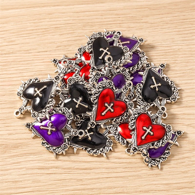 10 Stück 30 x 34 mm niedliche Emaille-Metall-Liebes-Herz-Charms-Anhänger für Halsketten, Ohrringe, Armbänder, DIY-Handwerk, Schmuckherstellung, Zubehör – Detail 11