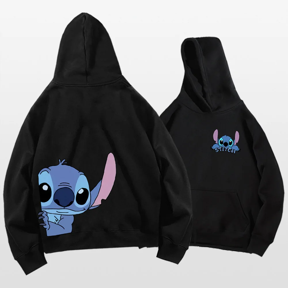 Stitch Disney Hooded Sweater for Men Women Spring Autumn Trend Cute Couple Long-sleeved Loose Sister Top