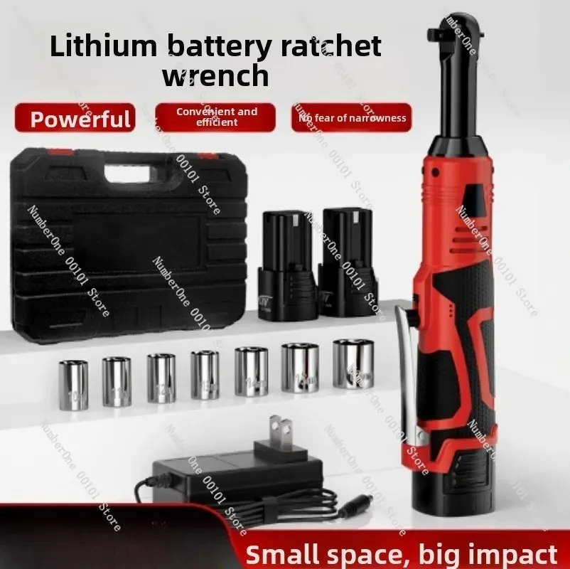 Electric High Torque Ratchet Wrench, 90 Degree Adjustable Cordless Rechargeable Impact Wrench for Car Repair, Auto Tool