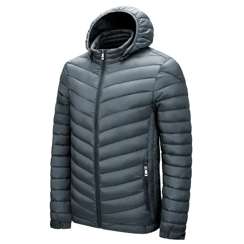 Lightweight Padded Hooded Jacket for Men Long Style Baseball Collar down Jacket Youth Fashion Other Fillings