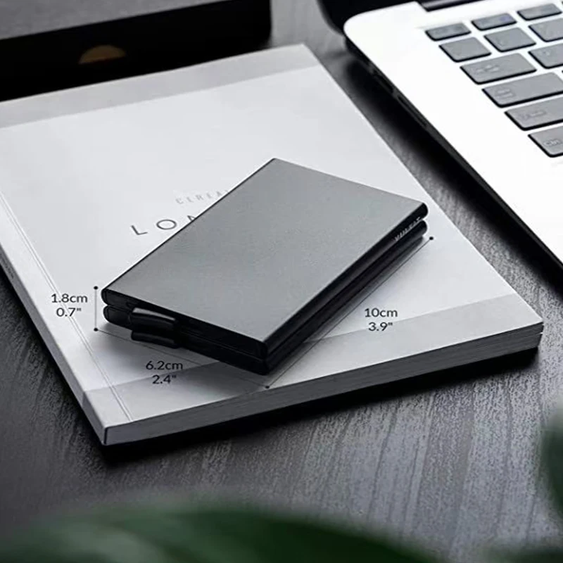 Rfid Credit Card Holder Metal Thin Slim Smart Wallet Men Wallets Pop Up Minimalist Small Black Purse Walets for Men