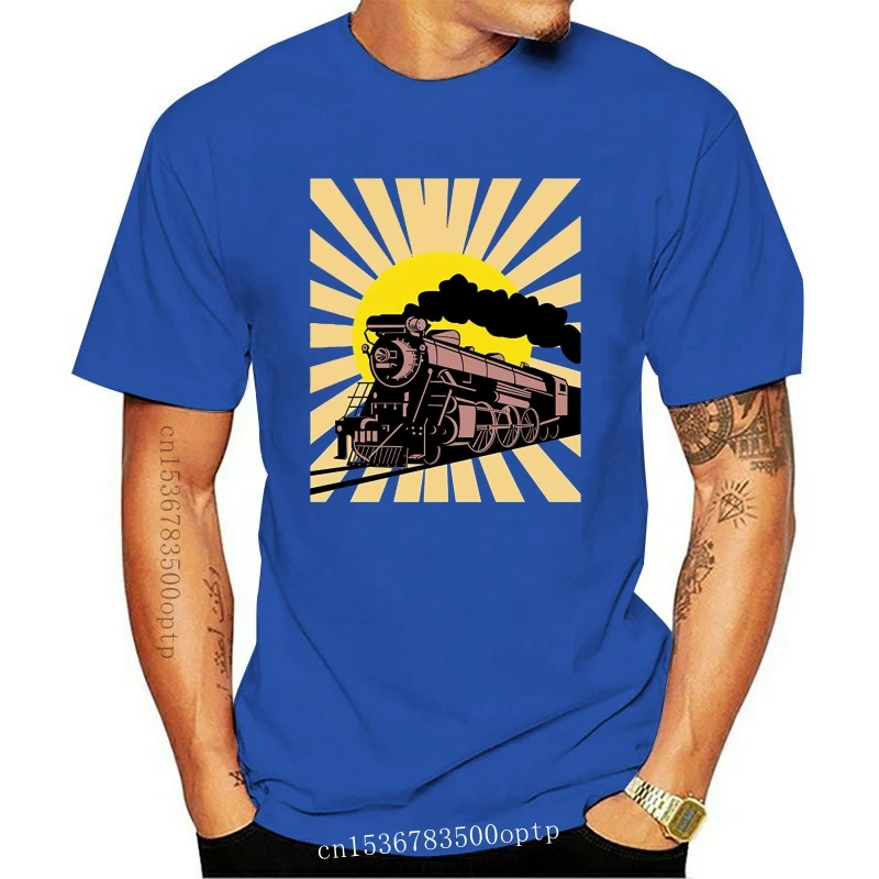 2020 Fashion Men T Shirt Vintage Train Shirt   Steam Locomotive Shirt