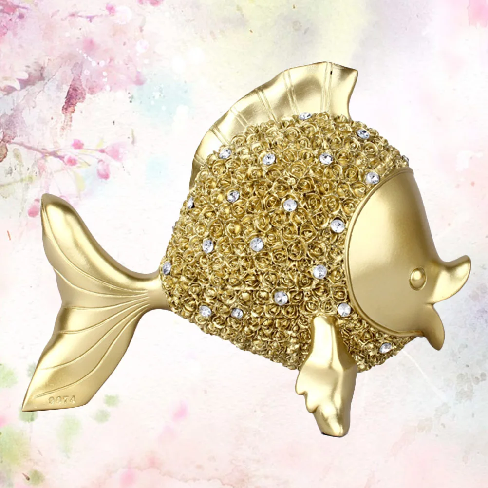 

1Pcs Creative Gold Fish Resin Ornament Desktop Decoration Household Resin Crafts Gift for Family Friends Co-Workers