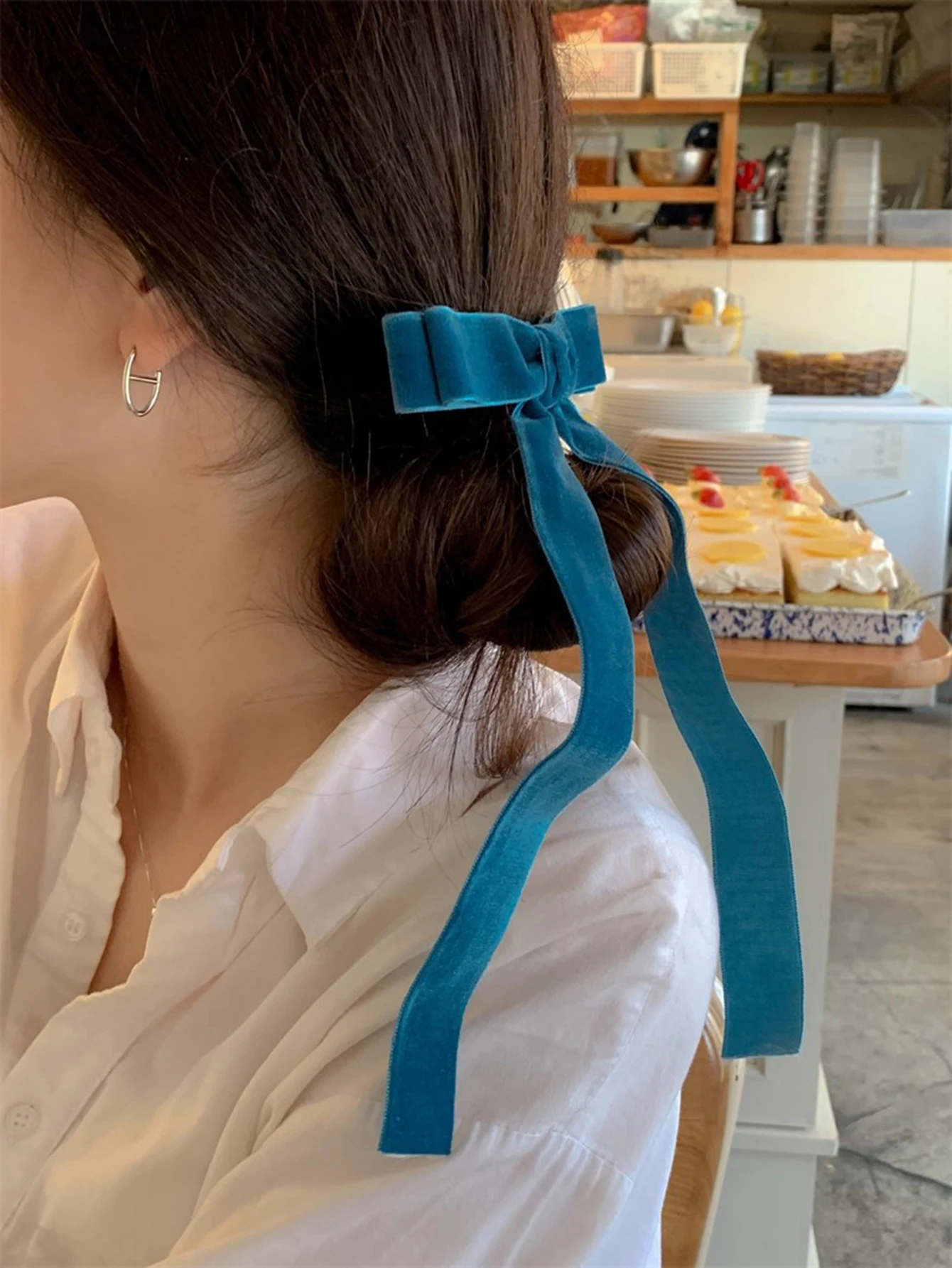 

Lystrfac Elegant Velvet Bow Knot Scrunchies For Women Girls Soft Ribbon Hair Bow Elastic Hairband Female Hair Accessories