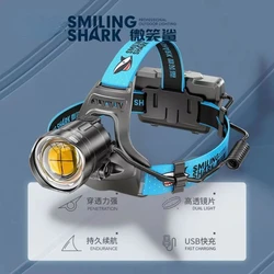 Smiling Shark High Power Strong Light Headlamp Outdoor Aluminum Alloy Outdoor Waterproof Head Lamp High Lumen Head Torch