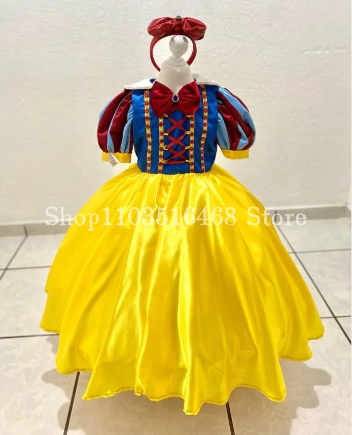 Snow White Mini Quinceanera Dresses Elegant Bubble Sleeve Satin Cosplay Halloween Party Dresses Flower Girl Dresses